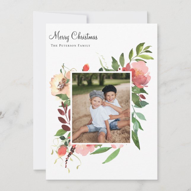 Cartão De Festividades Imagem Floral Botânica de Aquarela Elegante (Frente)