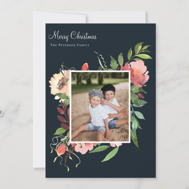 Cartão De Festividades Imagem Floral Botânica de Aquarela Elegante (Frente)