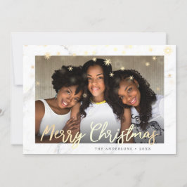 Cartão De Festividades Imagem Personalizada de Natal Dourado Elegante