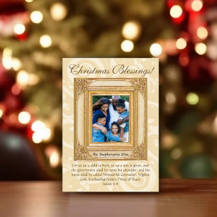 Cartão De Festividades Imagem Versa da Bíblia Cristã Dourada Elegante