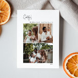 Cartão De Festividades Imagem Vertical 3 Grateful com Script de Natal Mod<br><div class="desc">Este guião de Natal moderno, grato cartão de 3 fotografias vertical é perfeito para o seu chique minimalista, preto e branco. A caligrafia manuscrita branca é delicada e rústica enquanto permanece elegante e elegante. A design reflete um simples dia de inverno todo-branco e evoca memórias de uma vida mais simplista....</div>