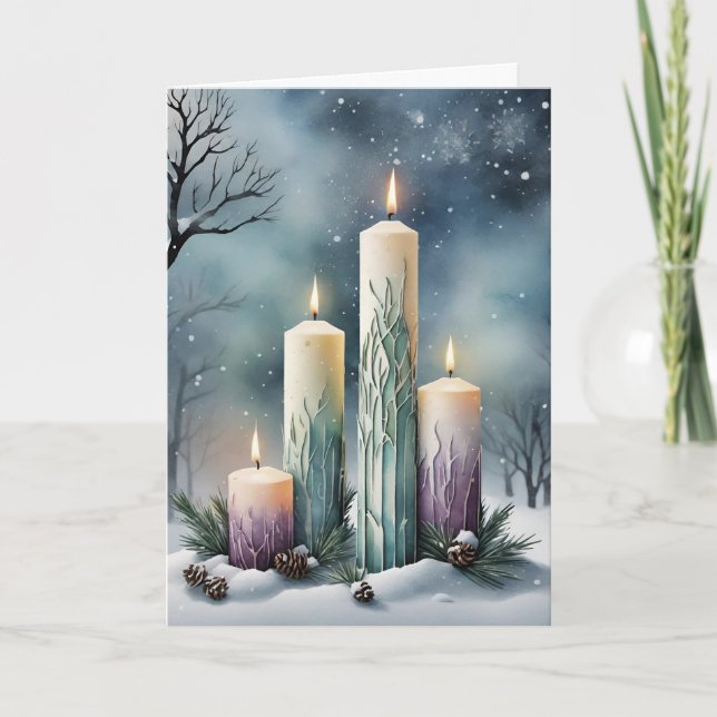 Cartão De Festividades Imbolc Candlemas de inverno Velas de Floresta Wicc (Frente)
