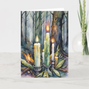 Cartão De Festividades Imbolc Candlemas de inverno Velas de Floresta Wicc