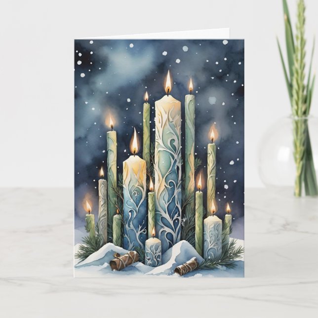Cartão De Festividades Imbolc Candlemas de inverno Velas de Floresta Wicc (Frente)