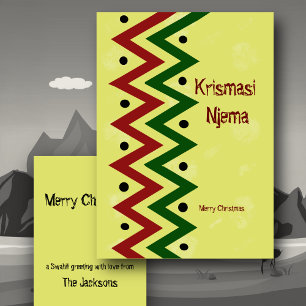 Cartão De Festividades Impressão Africana Nigeriana para o Natal em Swahi
