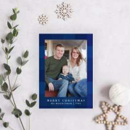 Cartão De Festividades Impressão azul colorido de Xadrez no Natal