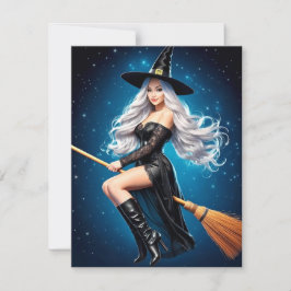 Cartão De Festividades Impressão de Arte de Bruxa Fantasia – Mulher Mágic