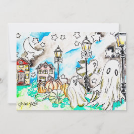 Cartão De Festividades Impressão de Fantasma de Halloween