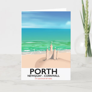 Cartão De Festividades impressão de viagem do castelo de areia de Porth N