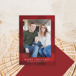 Cartão De Festividades Impressão de Xadrez Vermelha Colorida Natal na Fre