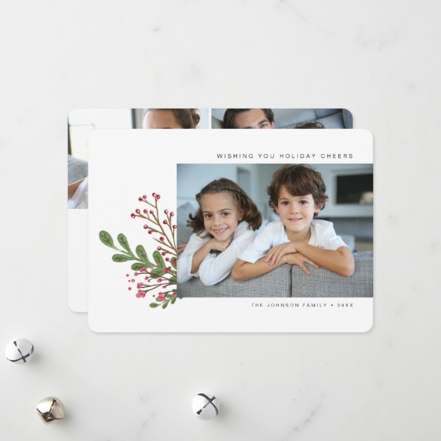 Cartão De Festividades Impressionante Moderno inverno Verde 3 Foto (Frente/Verso In Situ)