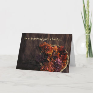 Cartão De Festividades "In Everything Give Thanks" Flower Cornucopia Card