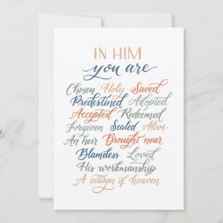 Cartão De Festividades In Him you are card