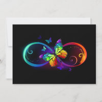 Infinidade vibrante com borboleta arco-íris a pret