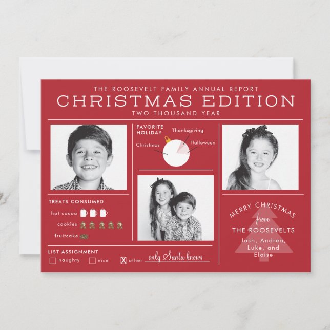 Cartão De Festividades Infográfico de Newsletter de Férias Natal Divertid (Frente)