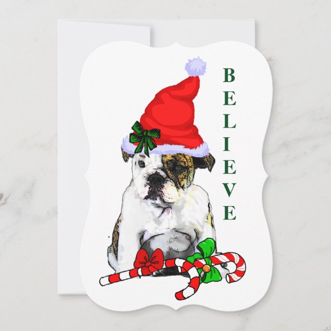 Cartão De Festividades Inglês Buldogue Christmas (Frente)