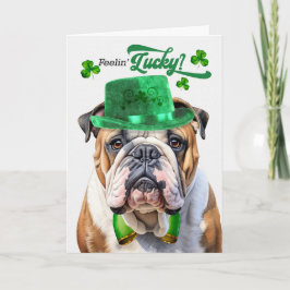 Cartão De Festividades Inglês Buldogue Sentilin' Lucky Dia de São Patríci
