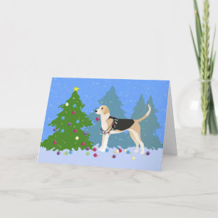 Cartão De Festividades Inglês Foxhound decorando Floresta de Natal