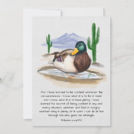 Cartão De Festividades Inspiração, feito à mão, verso Bíblia, Pato, deser