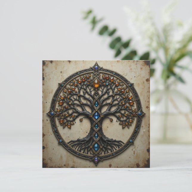 Cartão De Festividades Instant Download Celtic Tree Greeting Card (Em pé/Frente)