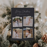 Cartão De Festividades Instantâneo | Feliz Natal 4 Foto<br><div class="desc">Adicione elegância casual aos seus cartões de natal com estas belas cartas desenhadas para acomodar quatro fotos quadradas. As fitas emprestam uma sensação legal de instantâneo a este design simples e elegante (nota: a fita é uma imagem impressa, e não um adesivo real afixado no produto). "Feliz Natal" aparece em...</div>