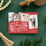 Cartão De Festividades Instantâneo Incluso Holly Vintage Vermelho Multifo<br><div class="desc">Este cartão com fotos festivo e chic apresenta nossa folhagem original de inverno desenhada à mão com uma doce tipografia em cores vibrantes e fotos inclinadas com bordas coloridas. As costas vêm com um padrão correspondente para um toque especial extra.</div>