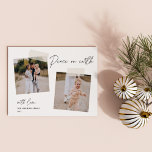 Cartão De Festividades Instantâneo | Paz na Terra - Duas Fotografias<br><div class="desc">Adicione elegância casual aos seus cartões de natal com estas belas cartas desenhadas para acomodar duas fotos quadradas. As fitas emprestam uma sensação legal de instantâneo a este design simples e elegante (nota: a fita é uma imagem impressa, e não um adesivo real afixado no produto). "Paz na Terra" aparece...</div>