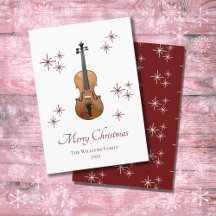 Instrumento Musical Violin Red Snowflakes Natal