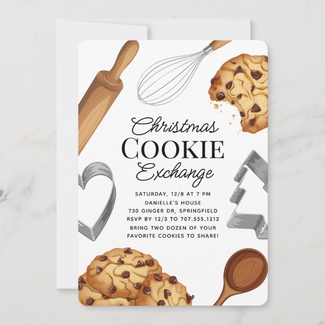 Cartão De Festividades Intercâmbio de Biscoitos de Natal com Chocolate e  (Frente)