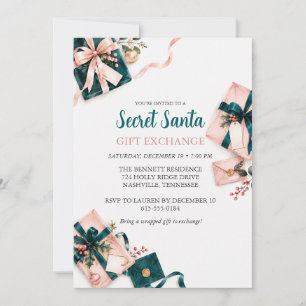 Cartão De Festividades Intercâmbio de Presentes Amigo Secreto Natal Rosa