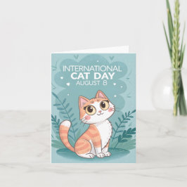 Cartão De Festividades International Cat Day Cute Whimsical Cat Art