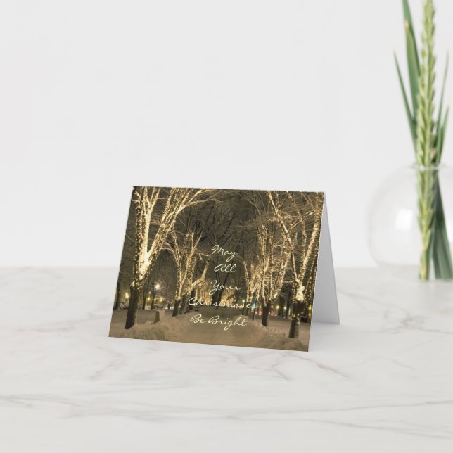 Cartão De Festividades Inverno em Boston - cena do parque (Frente)