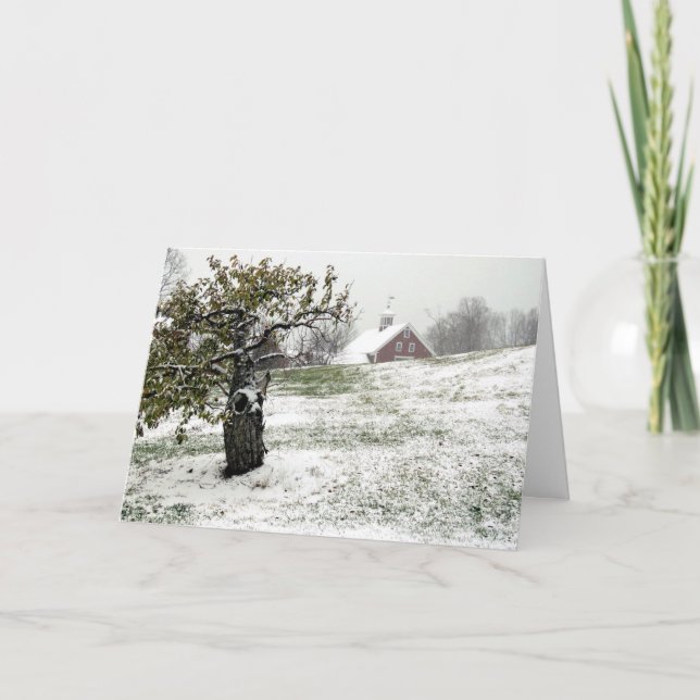 Cartão De Festividades Inverno em Hollis, fazenda NH (Frente)