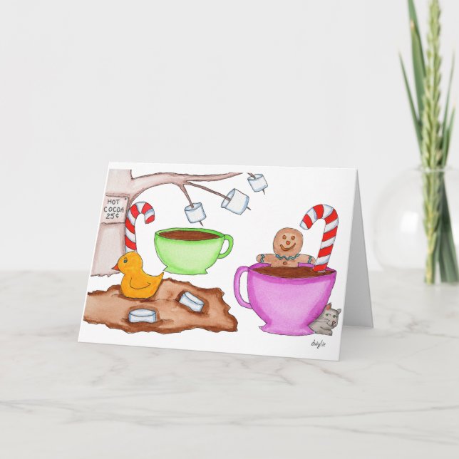 Cartão De Festividades Inverno - Hora do Chocolate Quente (Frente)