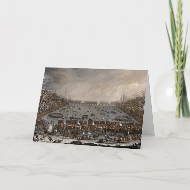 Cartão De Festividades Inverno justo na Tamisa, Londres (Frente)