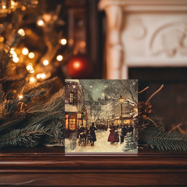 Cartão De Festividades Inverno Mágico Londres Vitoriano (Criador carregado)