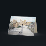 Cartão De Festividades Inverno no Natal do Castelo de Windsor<br><div class="desc">Baseado na minha pintura acrílica de Winter no Castelo de Windsor,  Inglaterra. Uma linda cena de inverno do Castelo de Windsor quando a neve cobriu o jardim e árvores ao seu redor. Personalizável no Zazzle com seu próprio texto para um design personalizado. Veja na minha loja os itens correspondentes!</div>