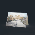 Cartão De Festividades Inverno no Natal do Castelo de Windsor<br><div class="desc">Baseado na minha pintura acrílica de Winter no Castelo de Windsor,  Inglaterra. Uma linda cena de inverno do Castelo de Windsor quando a neve cobriu o jardim e árvores ao seu redor. Personalizável no Zazzle com seu próprio texto para um design personalizado. Veja na minha loja os itens correspondentes!</div>