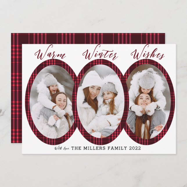 Cartão De Festividades Inverno Quente Deseja 3 Colagem Fotográfica (Frente/Verso)