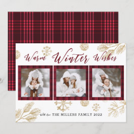Cartão De Festividades Inverno Quente Deseja 3 Colagem Fotográfica