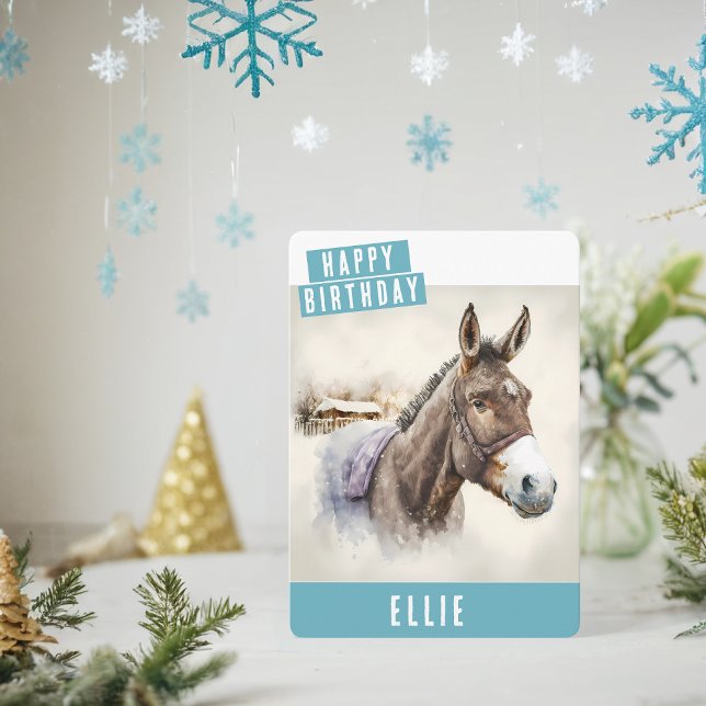 Cartão De Festividades Inverno vibes Donkey Birthday Card (Criador carregado)