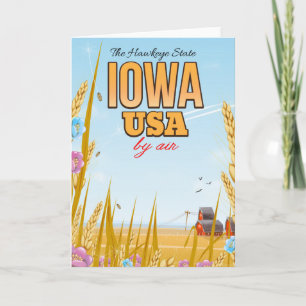 Cartão De Festividades Iowa EUA "O Estado do Falcão"Cartaz de viagem de d