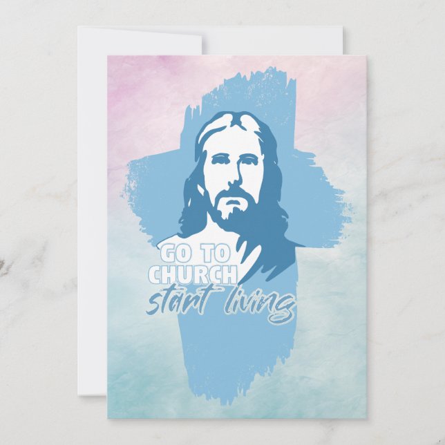 Cartão De Festividades Ir Para A Igreja..! Jesus Cristo. Christian Preach (Frente)