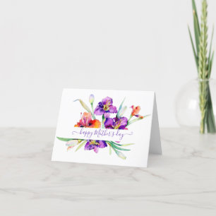 Cartão De Festividades Íris personalizada em aquarela roxa