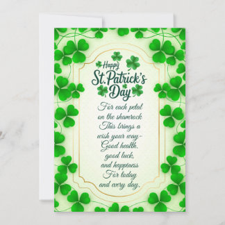 Cartão De Festividades Irish blessings and shamrocks are symbols of luck