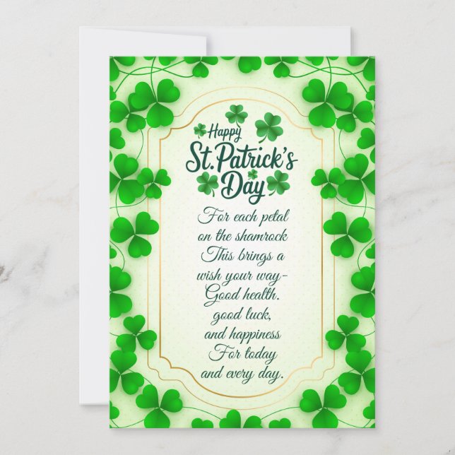 Cartão De Festividades Irish blessings and shamrocks are symbols of luck (Frente)
