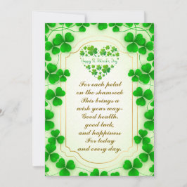 Cartão De Festividades Irish blessings and shamrocks are symbols of luck