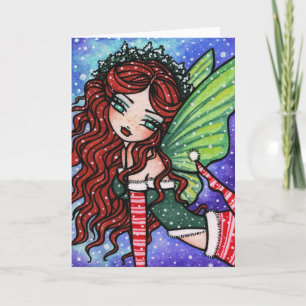 Cartão De Festividades Irish Christmas Fae Fairy Snow Fantasy Card