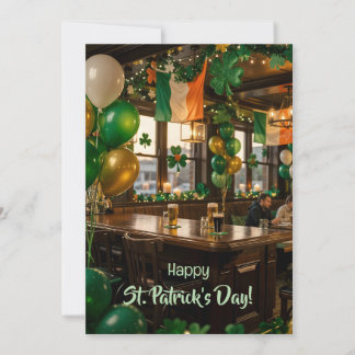 Cartão De Festividades Irish pub ready for St. Patrick's Day party, green