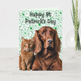 Cartão De Festividades Irish Setter Dog e Irish Cat Rua Patrick